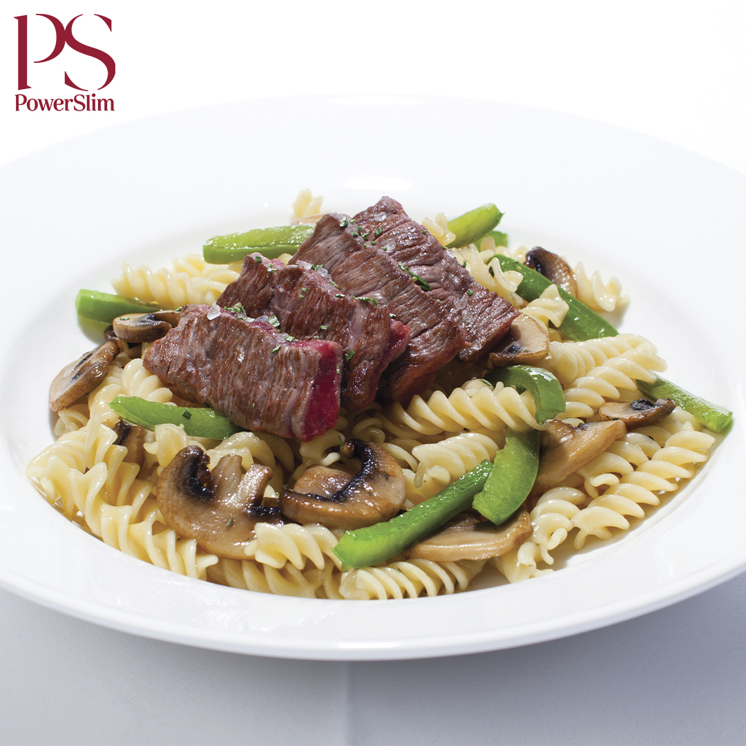 Fusilli mit Rindfleischstreifen
