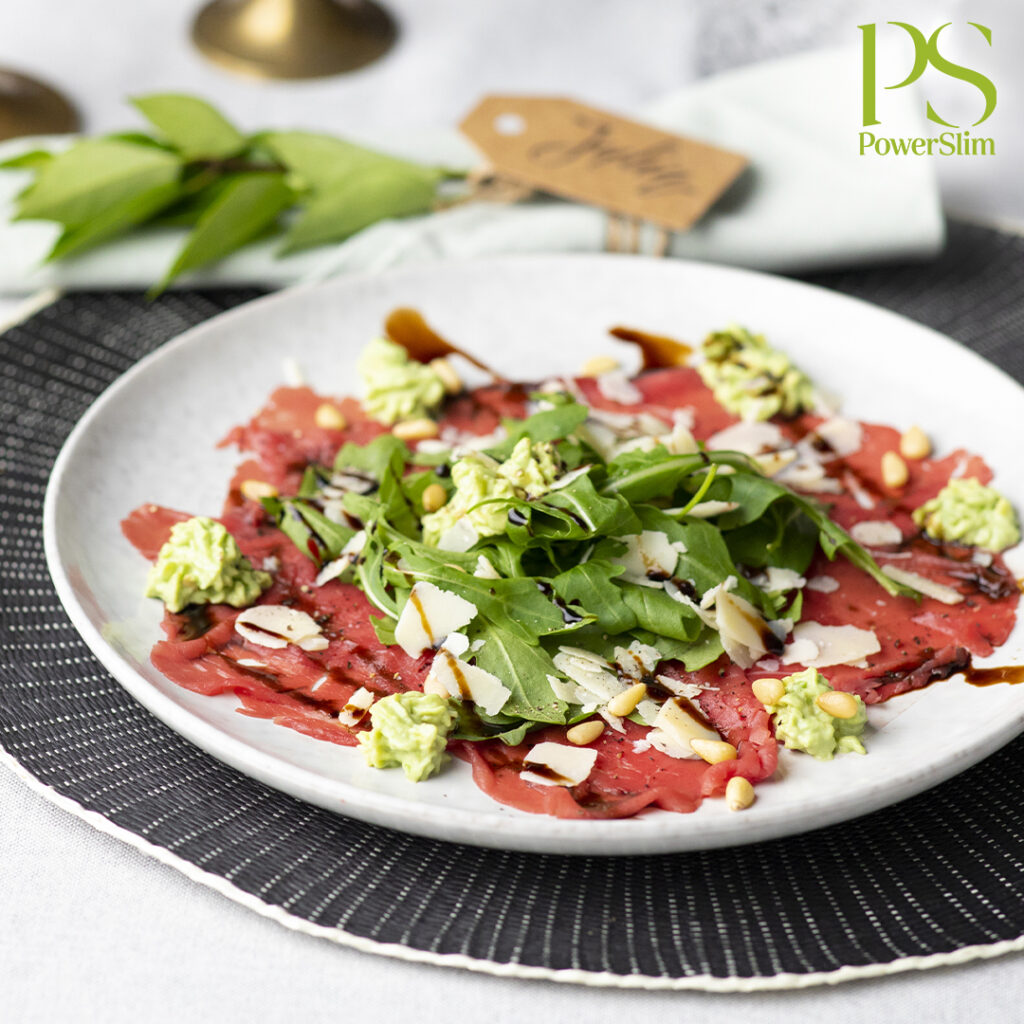 Carpaccio mit Trüffel-Avocado-Creme