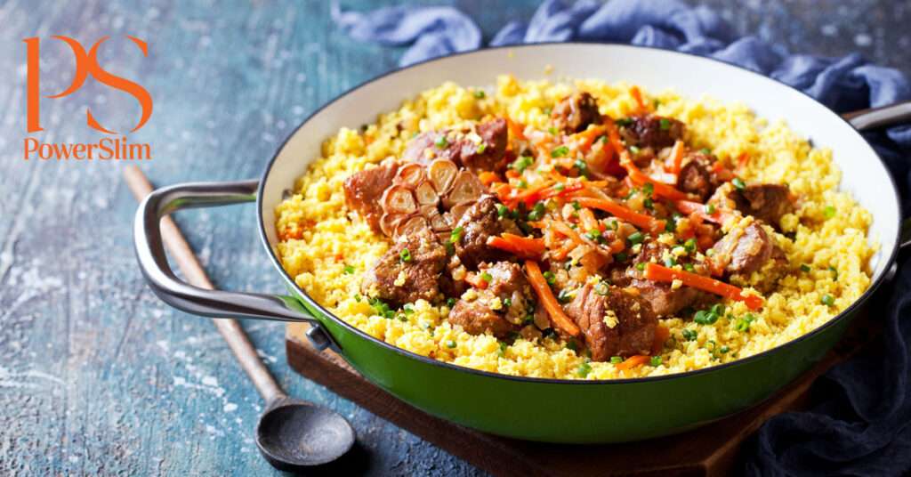 Blumenkohlcouscous mit Steakstreifen