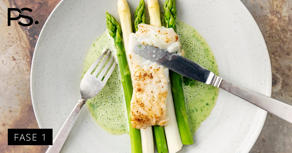 Kabeljau mit Spargel und Spargelschaum