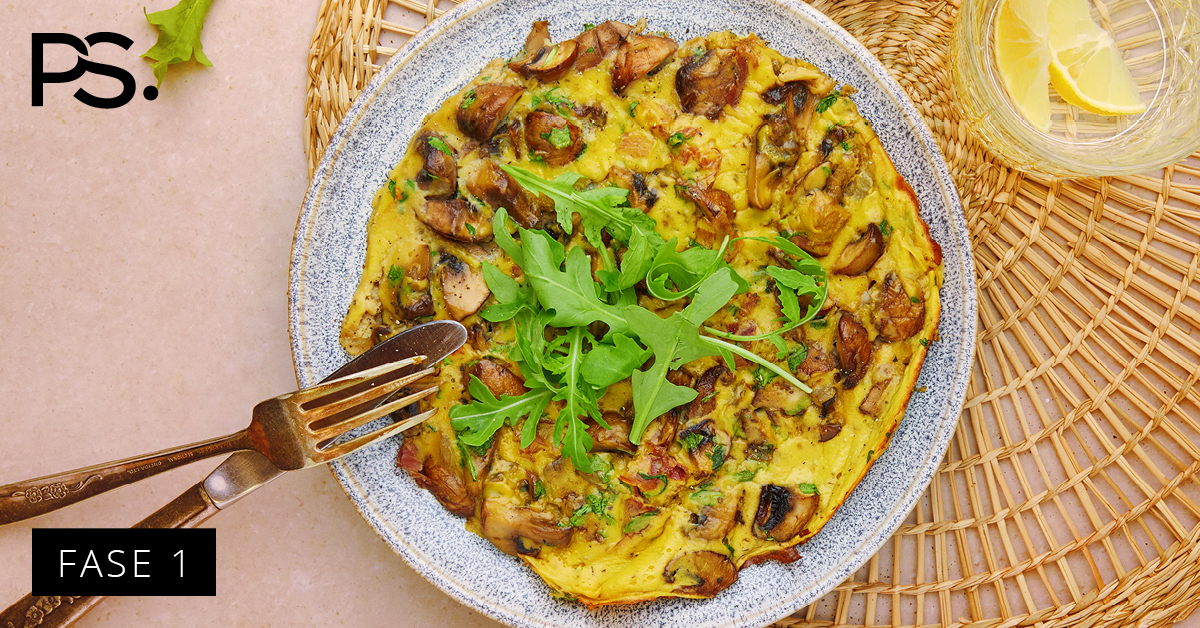 Frittata mit Champignons und Grünkohl
