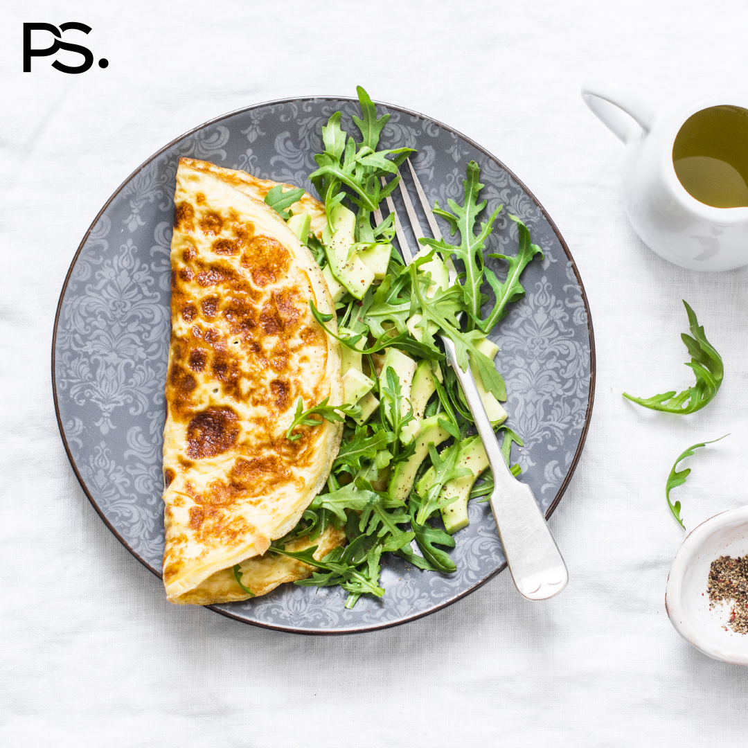 Omelett mit Avocado und Rucola
