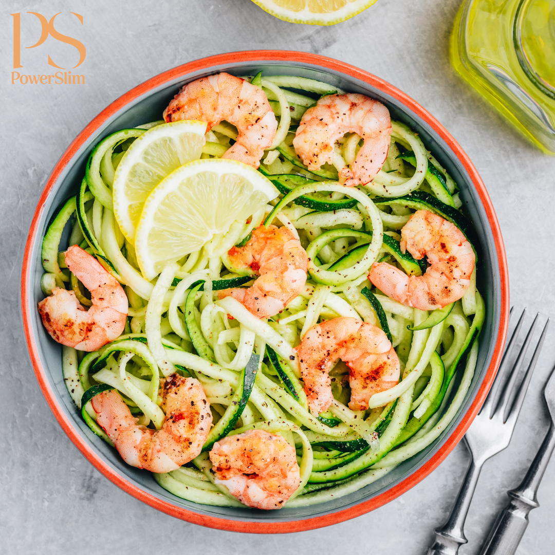 Zucchini-Nudeln mit Knoblauchgarnelen