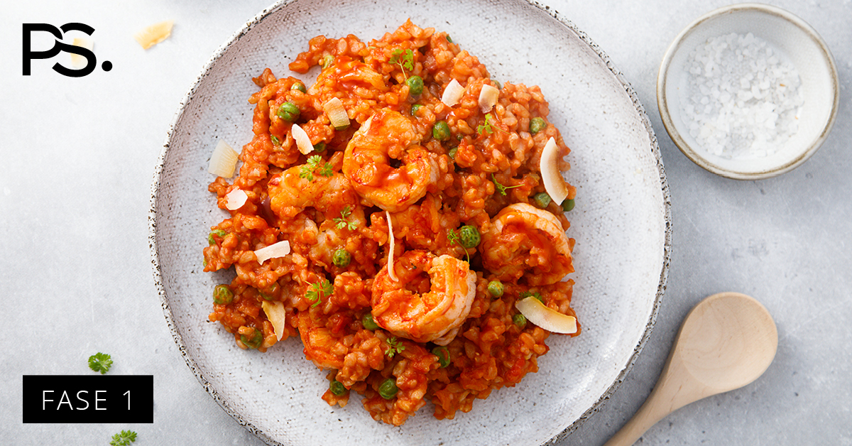 Tomatenreis mit Garnelen