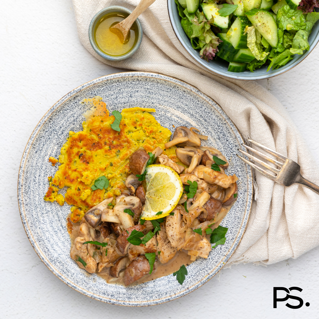 Geschnetzeltes mit cremigem Hähnchen und Champignons