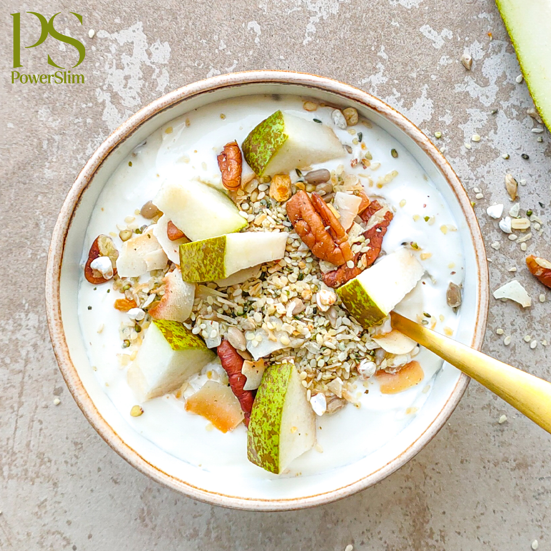 Granola Pekan Mango mit frischer Birne